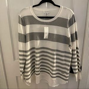 Calvin Klein Grey/White Shirttail Sweater